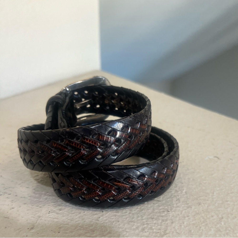 Brighton Distressed WOVEN‎ DARK BROWN LEATHER DRESS CASUAL WOMEN'S BELT Small